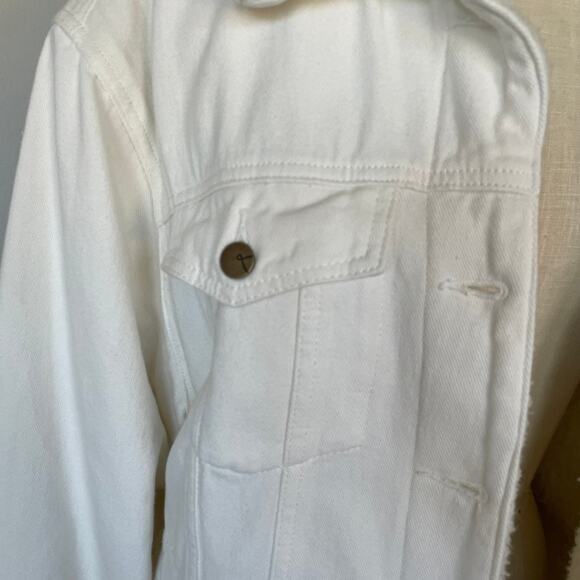 Lola Jeans Sherpa Lined Denim Jacket Medium – Off White Cozy Western Boho NWT - Picture 7 of 13